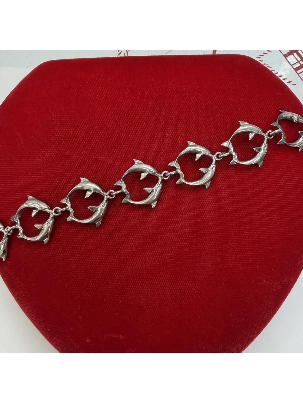 Kissing dolphins sterling bracelet vintage 90s